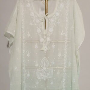 Luxurious Light Sea Green Antique Mukesh Kaftan