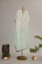 Luxurious Light Sea Green Antique Mukesh Kaftan - Image 4