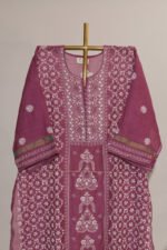 Light Purple Pure Mul Cotton Semi-Stitched Suit with Tissue & Lace Border - Image 4