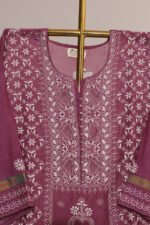 Dark Burgundy Pure Mul Cotton Semi-Stitched Suit with Narayanpeth Lace Border - Image 5