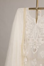 Cream Pure Mul Cotton Semi-Stitched Suit with Silver Latkans - Image 7