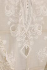 Cream Pure Mul Cotton Semi-Stitched Suit with Gota & Hand Embroidery Lace Border - Image 6