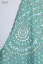 Dark Green & Blue Kota Doria Cotton Saree with Elegant Border - Image 6