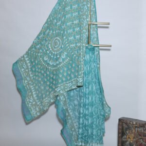 Dark Green & Blue Kota Doria Cotton Saree with Elegant Border