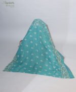Dark Green & Blue Kota Doria Cotton Saree with Elegant Border - Image 4