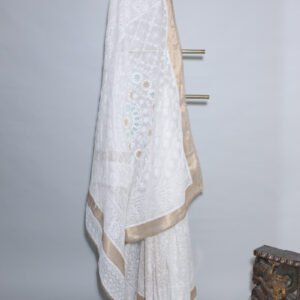 Traditional Kerala Onam Cotton Saree with Golden Border