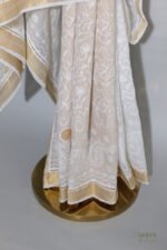 Traditional Kerala Onam Cotton Saree with Golden Border - Image 2