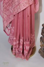 Rich Dark Pink Tissue Saree - Image 7