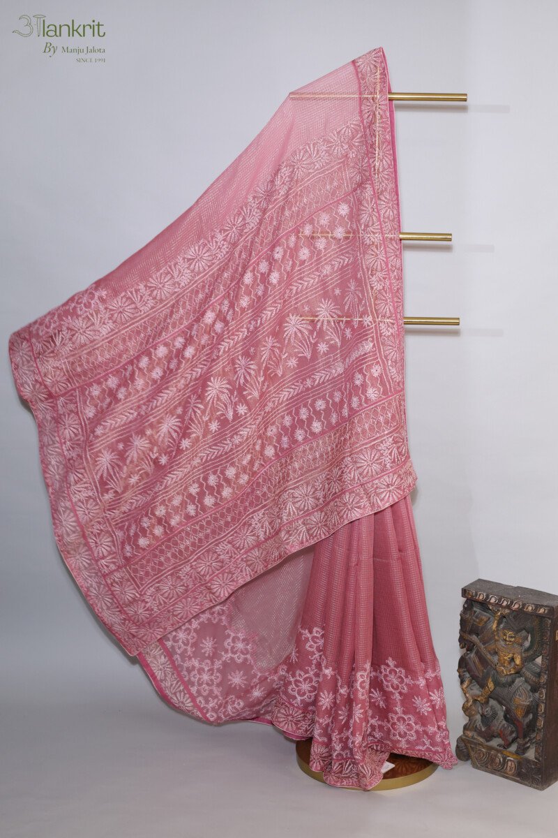118A5294 Rich Dark Pink Tissue Saree - Image 1