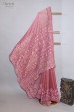 Rich Dark Pink Tissue Saree - Image 2