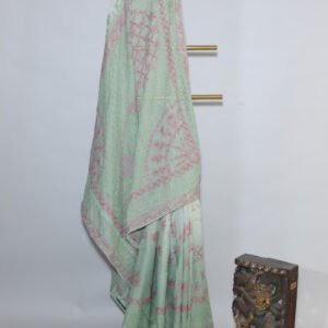 Green Kota Doria Cotton Saree with Elegant Border