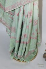 Green Kota Doria Cotton Saree with Elegant Border - Image 2
