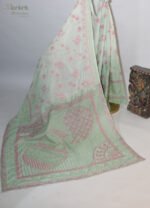 Green Kota Doria Cotton Saree with Elegant Border - Image 5