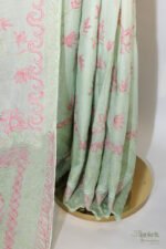 Green Kota Doria Cotton Saree with Elegant Border - Image 7