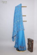 Dark Blue Women's Kota Doria Cotton Saree