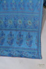 Dark Blue Women's Kota Doria Cotton Saree - Image 6