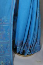 Dark Blue Women's Kota Doria Cotton Saree - Image 7