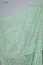 Pastel Green Silk Organza Chikankari Saree - Image 2