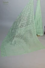 Pastel Green Silk Organza Chikankari Saree - Image 8