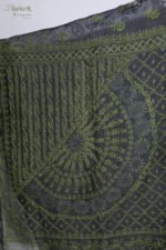 Black Organza Chikankari Saree with Blue & Red Threadwork - Image 4