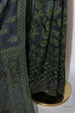 Black Organza Chikankari Saree with Blue & Red Threadwork - Image 7