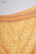 Marigold Yellow Organza Chikankari Saree with Pink, Purple & White Threadwork - Image 3