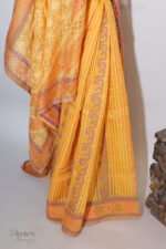 Marigold Yellow Organza Chikankari Saree with Pink, Purple & White Threadwork - Image 5