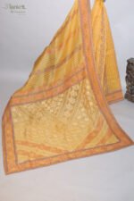 Marigold Yellow Organza Chikankari Saree with Pink, Purple & White Threadwork - Image 6