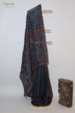 Black Saree with Green Thread Chikankari Embroidery