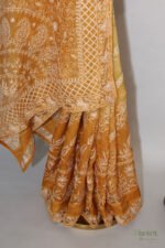 Mustard Yellow Organza Chikankari Saree - Image 2