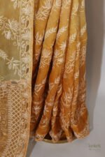 Mustard Yellow Organza Chikankari Saree - Image 8