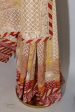 Beige Organza Chikankari Saree with Crimson Border - Image 9