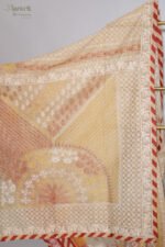 Beige Organza Chikankari Saree with Crimson Border - Image 2