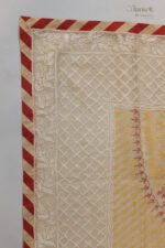 Beige Organza Chikankari Saree with Crimson Border - Image 6