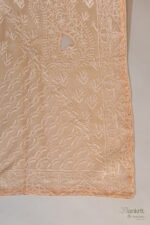 Orangish beige saree Organza Saree with Chikankari Embroidery - Image 8