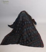 Black Saree with Green Thread Chikankari Embroidery - Image 9