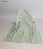 Sage Green Organza Chikankari Saree with White Threadwork - Image 6