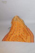 Marigold Yellow Organza Chikankari Saree with Pink, Purple & White Threadwork - Image 9