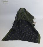 Black Organza Chikankari Saree with Blue & Red Threadwork - Image 8