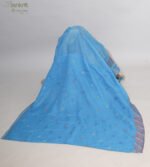 Dark Blue Women's Kota Doria Cotton Saree - Image 8