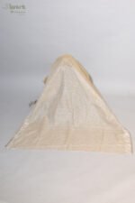 Golden Beige Linen Saree with Silver Border - Image 7
