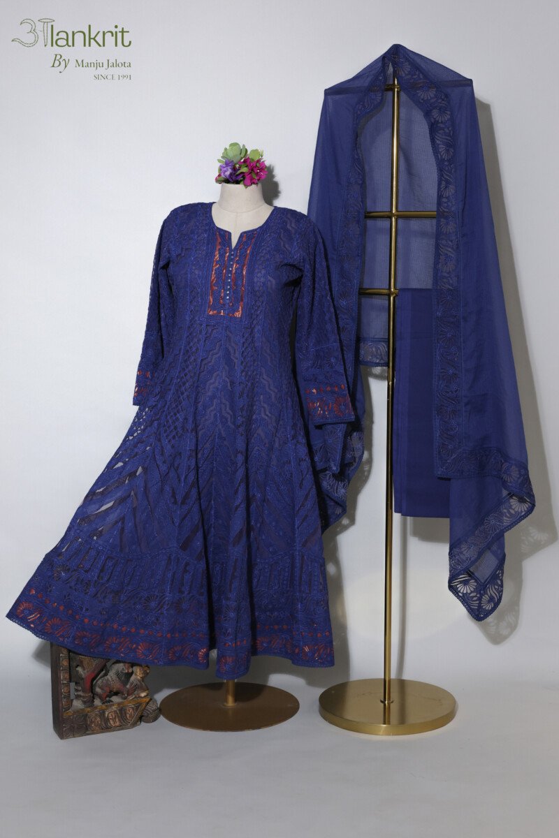 118A6389 Midnight Sapphire Anarkali Set - Image 1