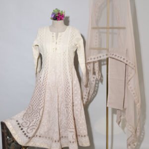 Ombre Cream Anarkali Set
