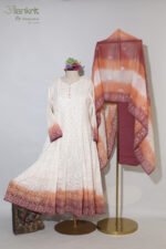 Ivory Anarkali Set with Maroon Border