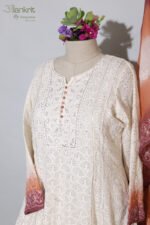 Ivory Anarkali Set with Maroon Border - Image 2
